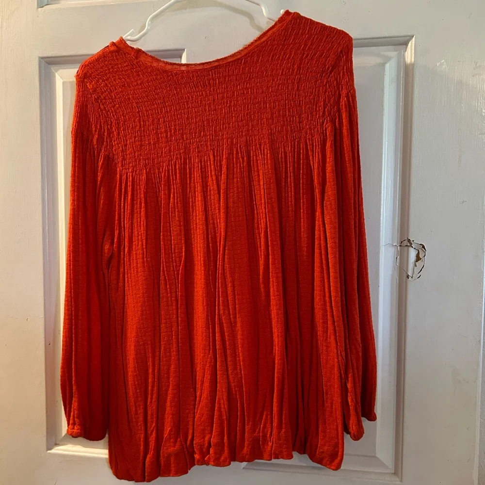 Free People Red Embroidered Boho Tunic Top - Picture 2 of 2